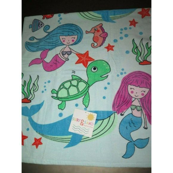Surf & Sand Kassafina Large Beach Towel Mermaid Turtle Whale 100% Cotton $58 - Picture 3 of 6